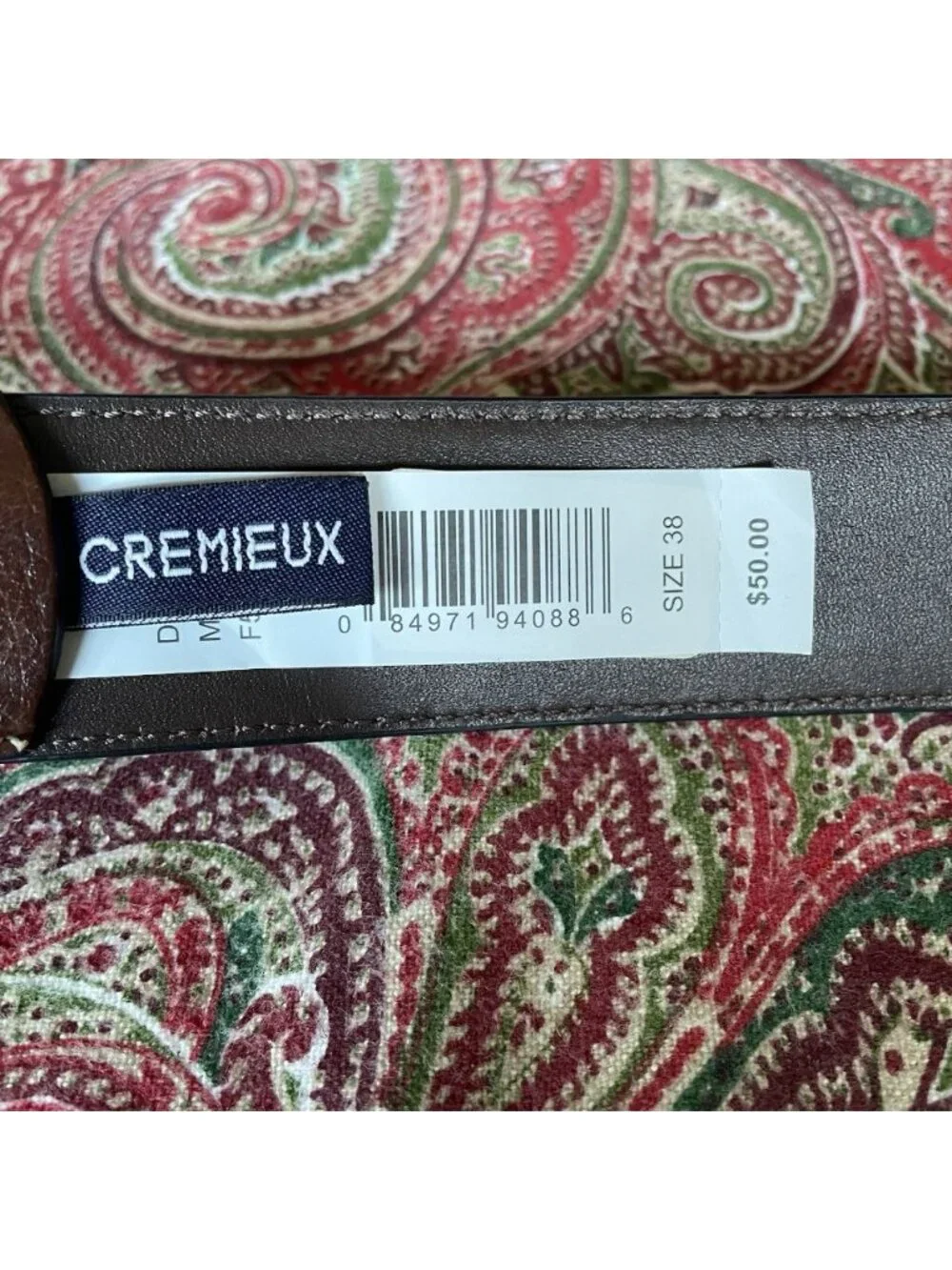 Daniel Cremieux Belt Brown Full Grain Leather 38/95 Silver Toned Metal Buckle
